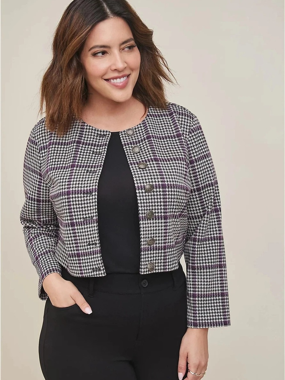 TORRID Double Knit Cropped Collarless Jacket - 6X